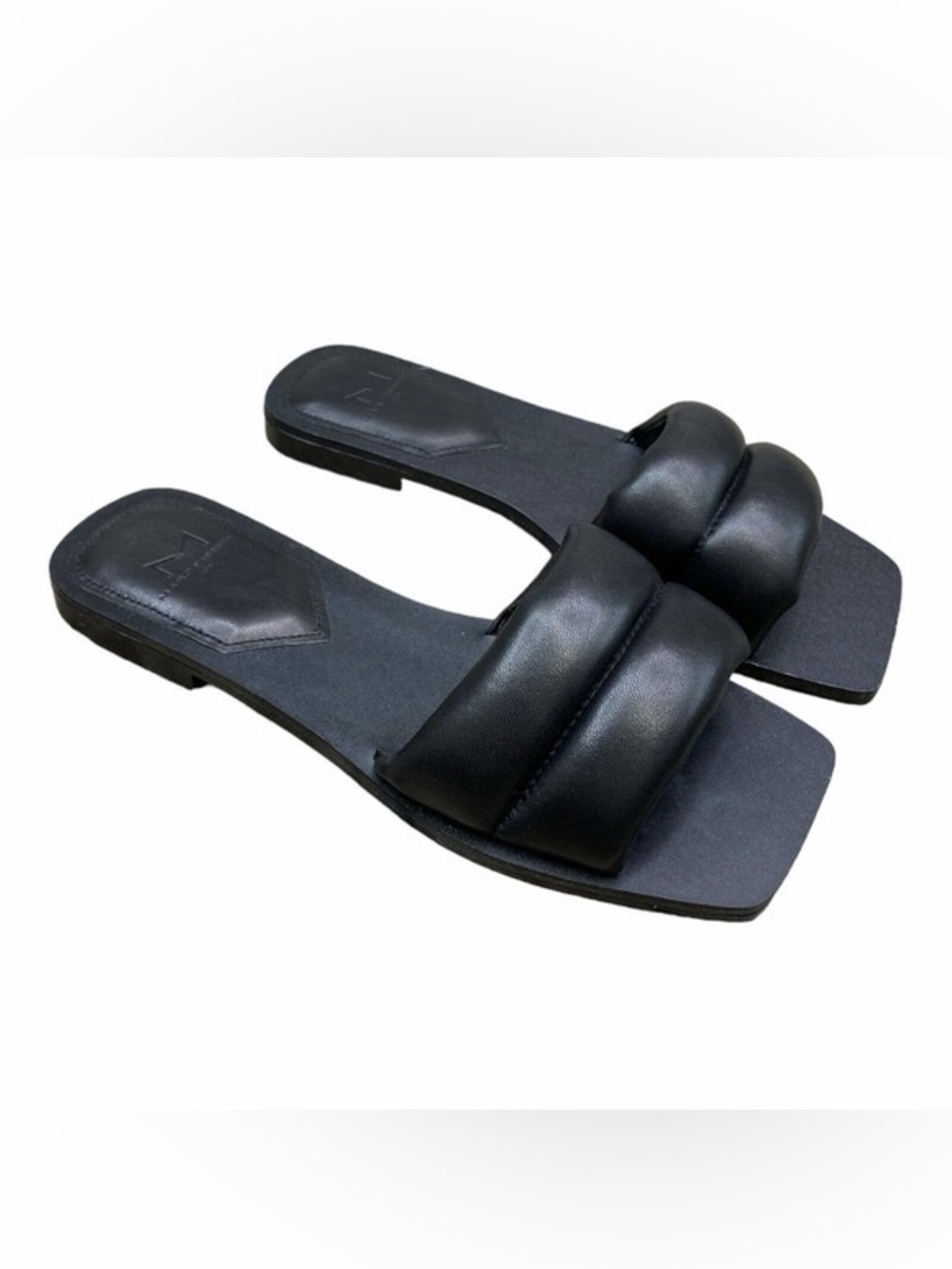 Marc Fisher LTD Ralla Black Leather Slide Sandals
